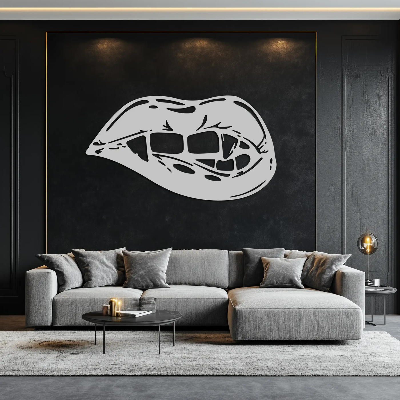Geometric Lips Metal Wall Art - Bold & Modern Statement Piece- KAF186 by Enova Art