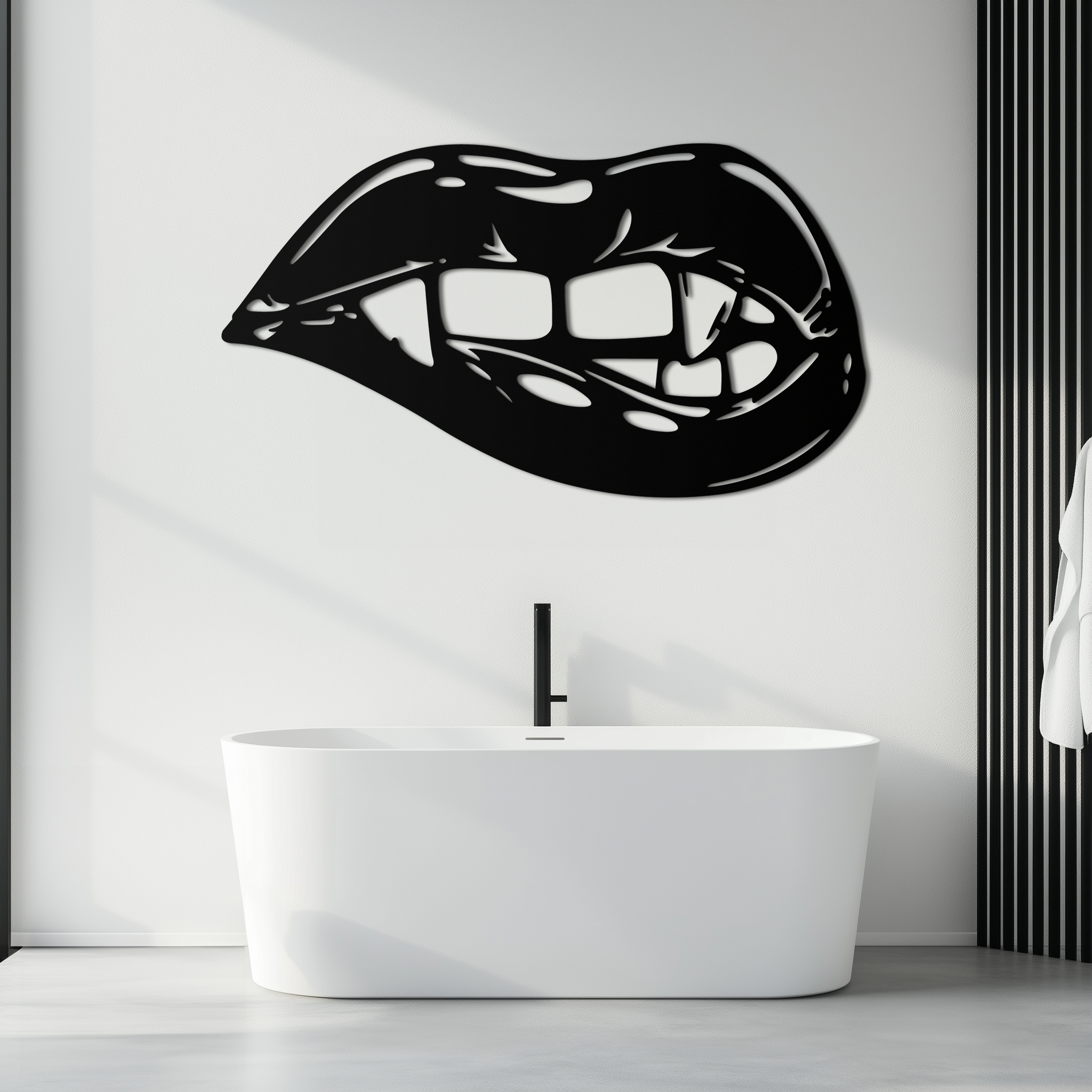 Geometric Lips Metal Wall Art - Bold & Modern Statement Piece- KAF186 by Enova Art