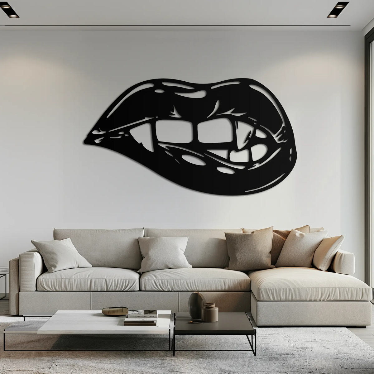 Geometric Lips Metal Wall Art - Bold & Modern Statement Piece- KAF186 by Enova Art