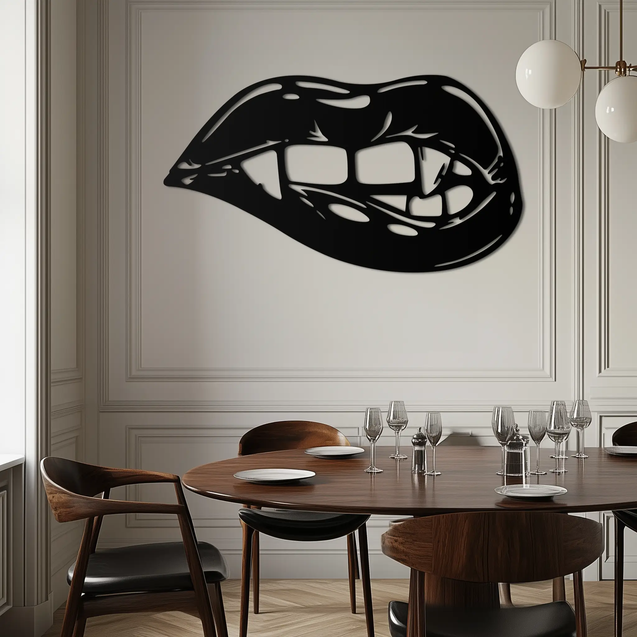 Geometric Lips Metal Wall Art - Bold & Modern Statement Piece- KAF186 by Enova Art