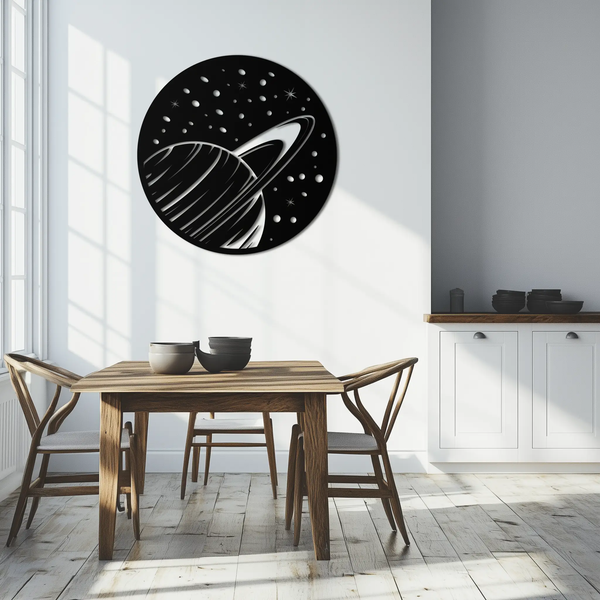 Saturn Planet Metal Wall Art - Cosmic Space Decor- KAF187