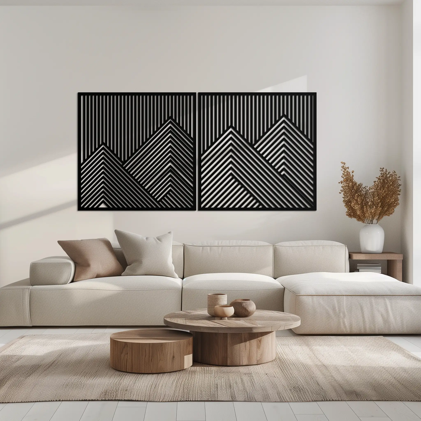 Geometric Mountain Landscape Metal Wall Art - Modern Minimalist Decor- KAF188 by Enova Art