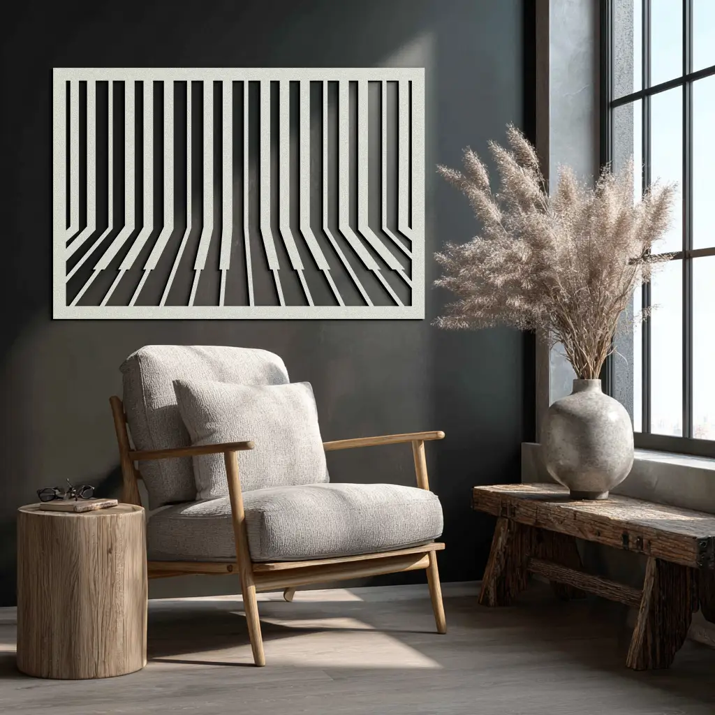 Geometric Piano Keys Metal Wall Art - Modern Music Decor- KAF189 by Enova Art