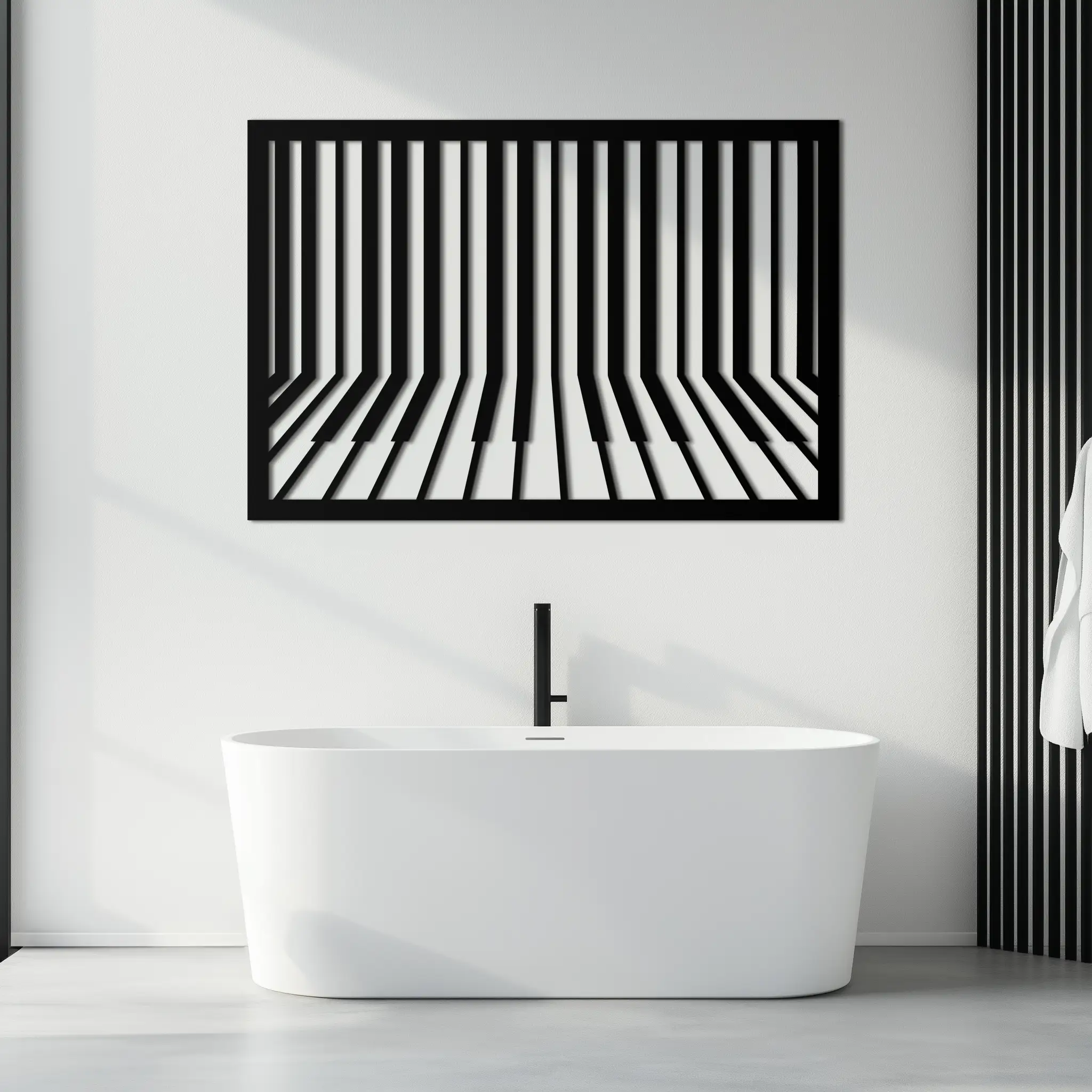 Geometric Piano Keys Metal Wall Art - Modern Music Decor- KAF189 by Enova Art