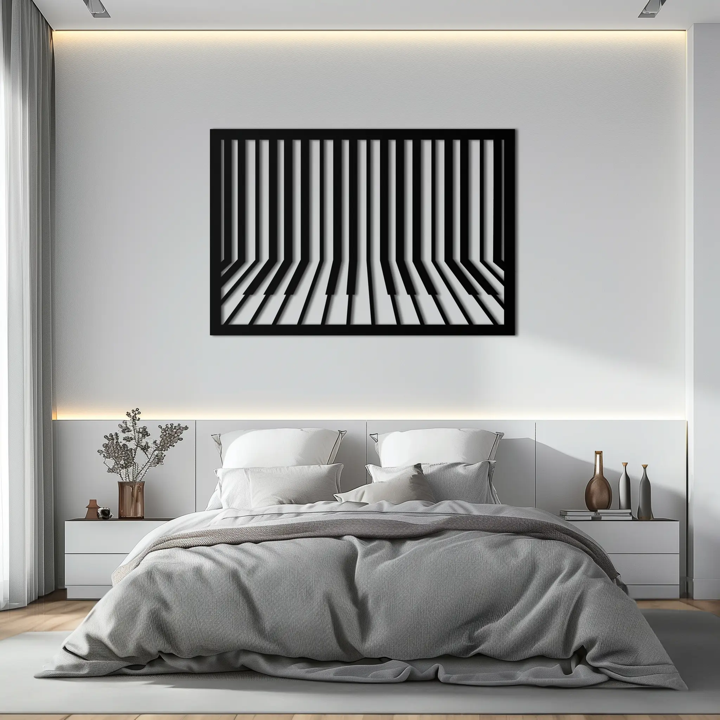 Geometric Piano Keys Metal Wall Art - Modern Music Decor- KAF189 by Enova Art