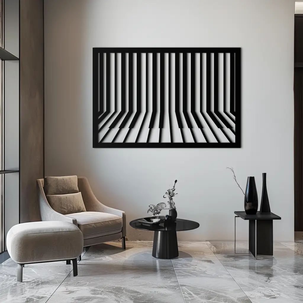 Geometric Piano Keys Metal Wall Art - Modern Music Decor- KAF189 by Enova Art