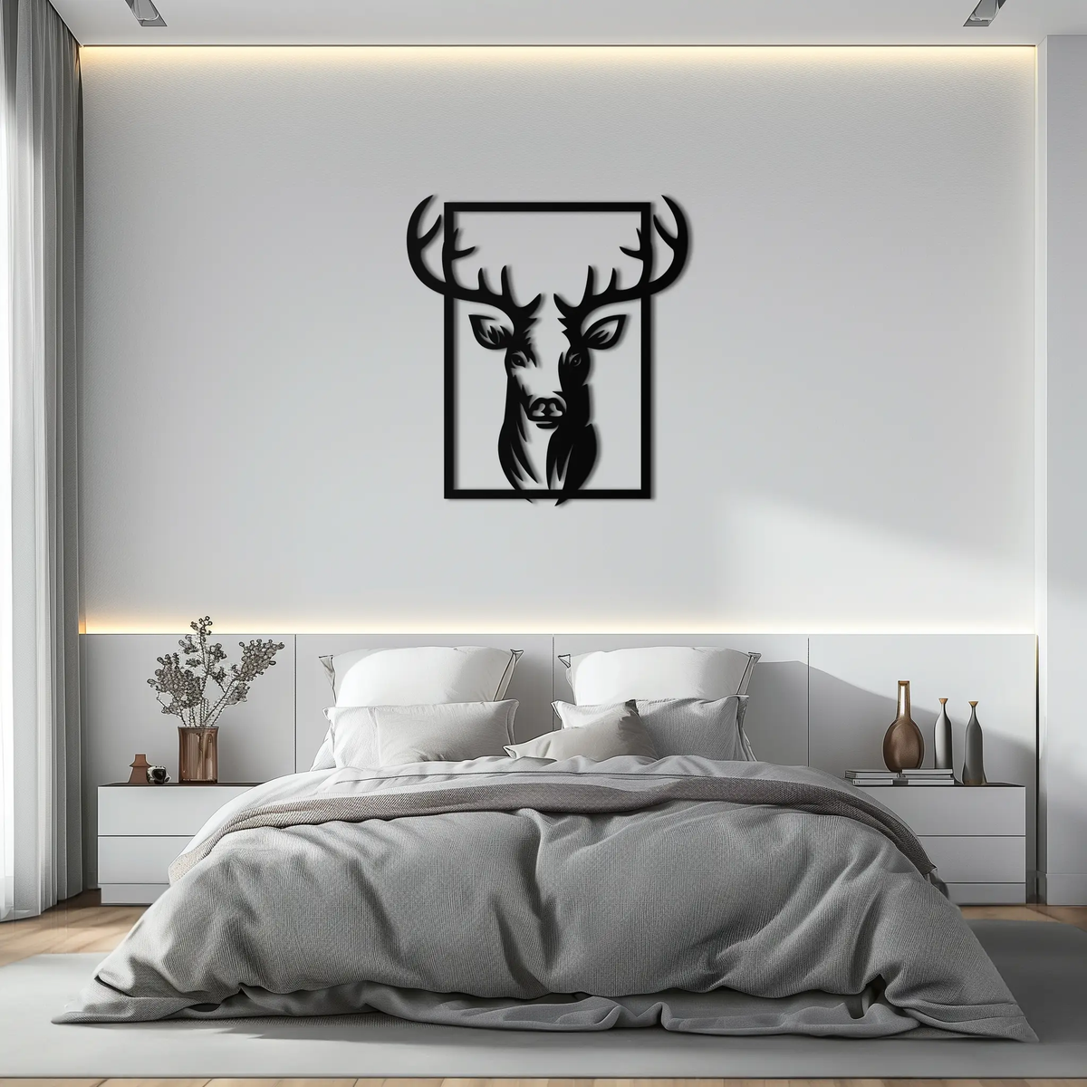 Majestic Deer Metal Wall Art - Nature-Inspired Minimalist Decor- KAF190 by Enova Art
