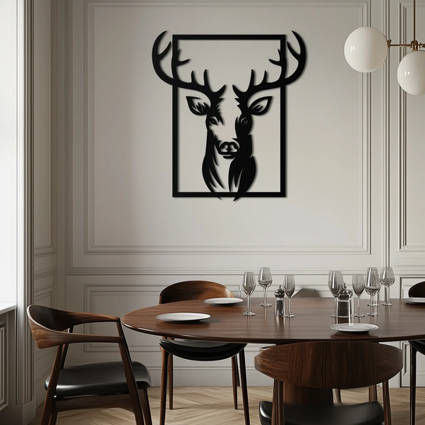 Majestic Deer Metal Wall Art - Nature-Inspired Minimalist Decor- KAF190