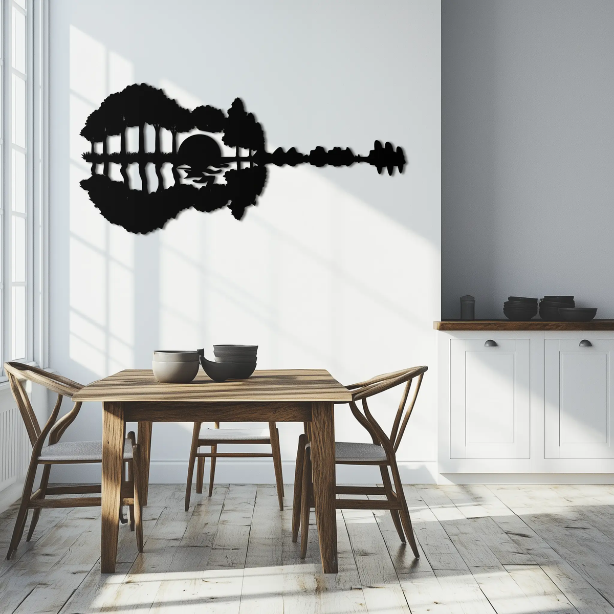 Guitar Landscape Metal Wall Art – Music & Nature Fusion - KAF191 by Enova Art
