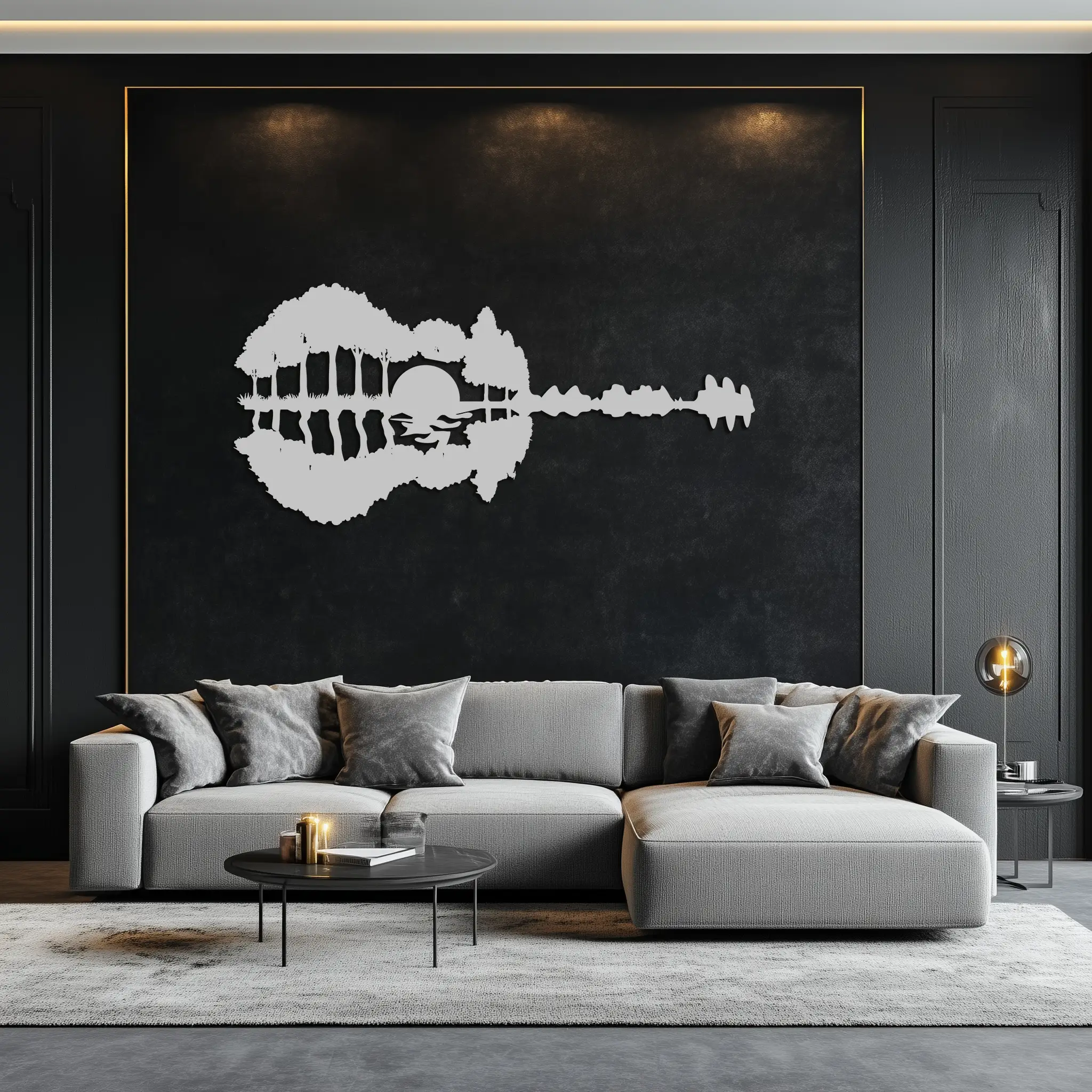 Guitar Landscape Metal Wall Art – Music & Nature Fusion - KAF191 by Enova Art