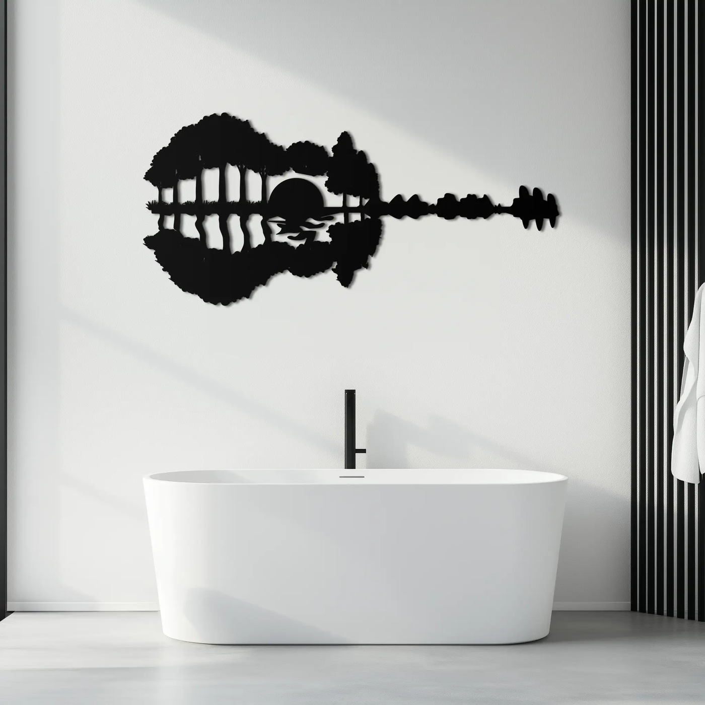 Guitar Landscape Metal Wall Art – Music & Nature Fusion - KAF191 by Enova Art