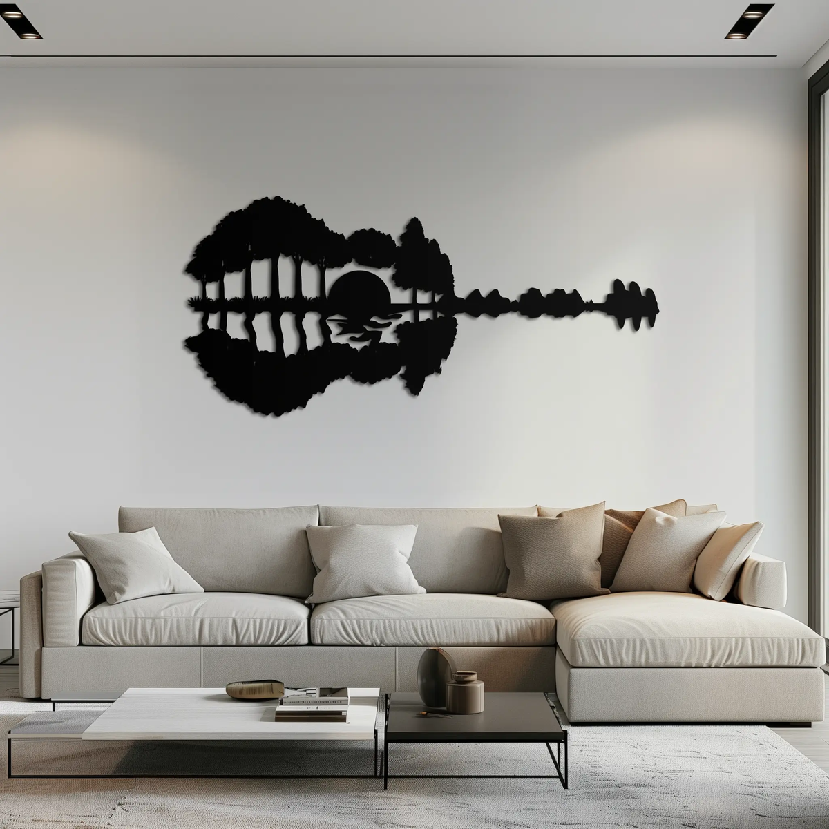 Guitar Landscape Metal Wall Art – Music & Nature Fusion - KAF191 by Enova Art
