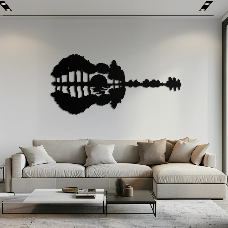 Guitar Landscape Metal Wall Art – Music & Nature Fusion - KAF191 by Enova Art