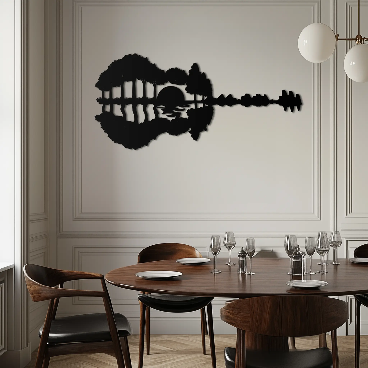 Guitar Landscape Metal Wall Art – Music & Nature Fusion - KAF191 by Enova Art