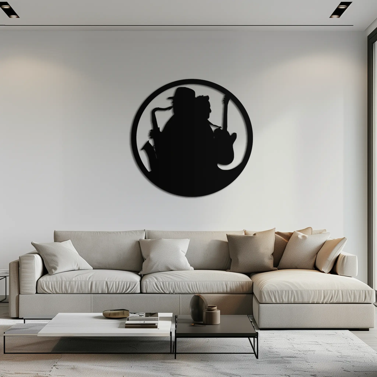 Jazz Musicians Metal Wall Art – Saxophone & Guitar Design - KAF192 by Enova Art