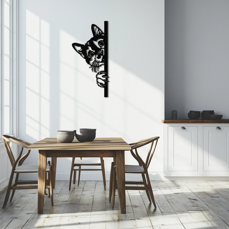 Peeking Cat Metal Wall Art – Cute Kitty Home Decor - KAF193 by Enova Art