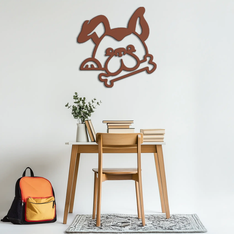 Bone-Holding Dog Metal Wall Art - Playful Pet Decor - KAF194 by Enova Art