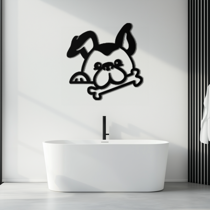 Bone-Holding Dog Metal Wall Art - Playful Pet Decor - KAF194 by Enova Art