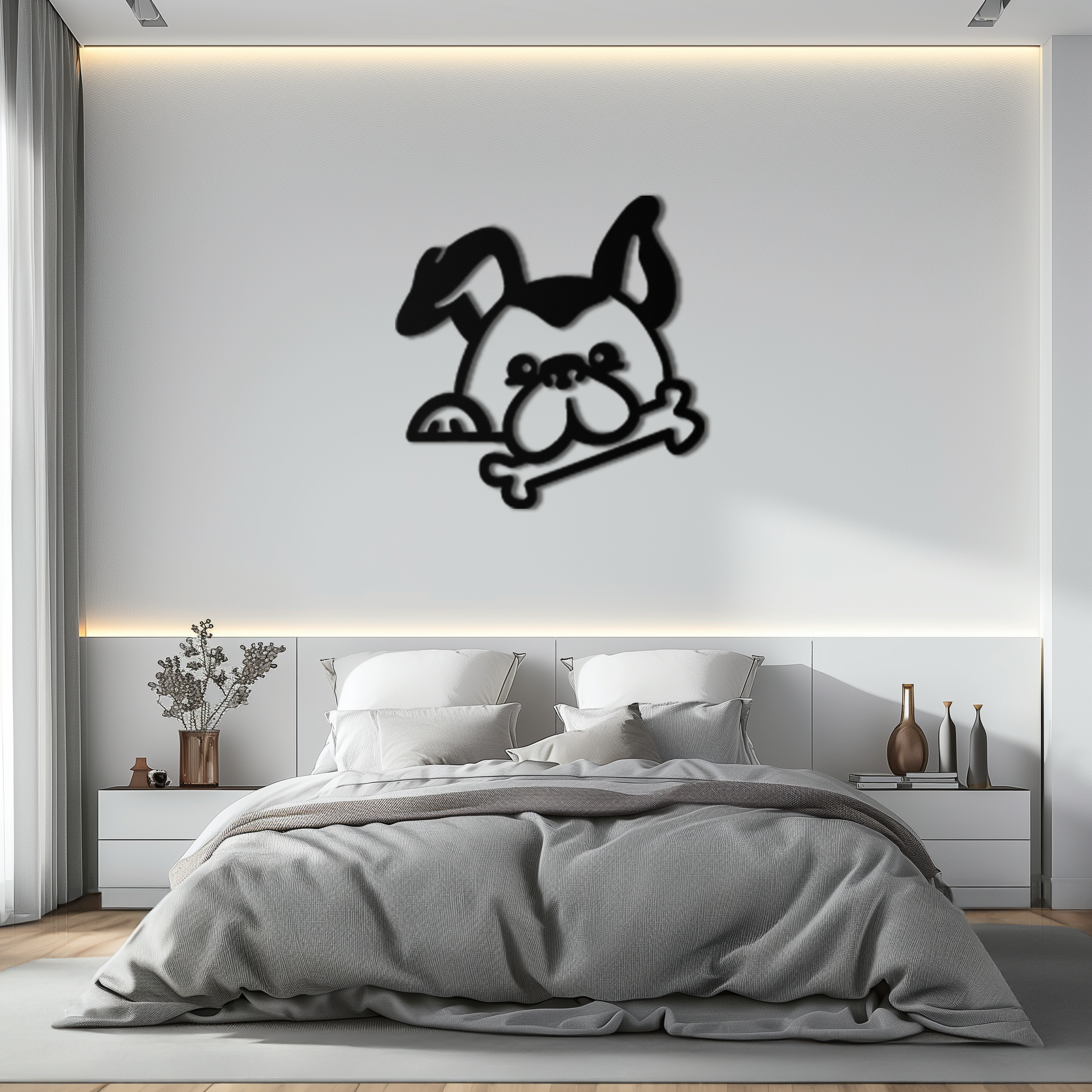 Bone-Holding Dog Metal Wall Art - Playful Pet Decor - KAF194 by Enova Art