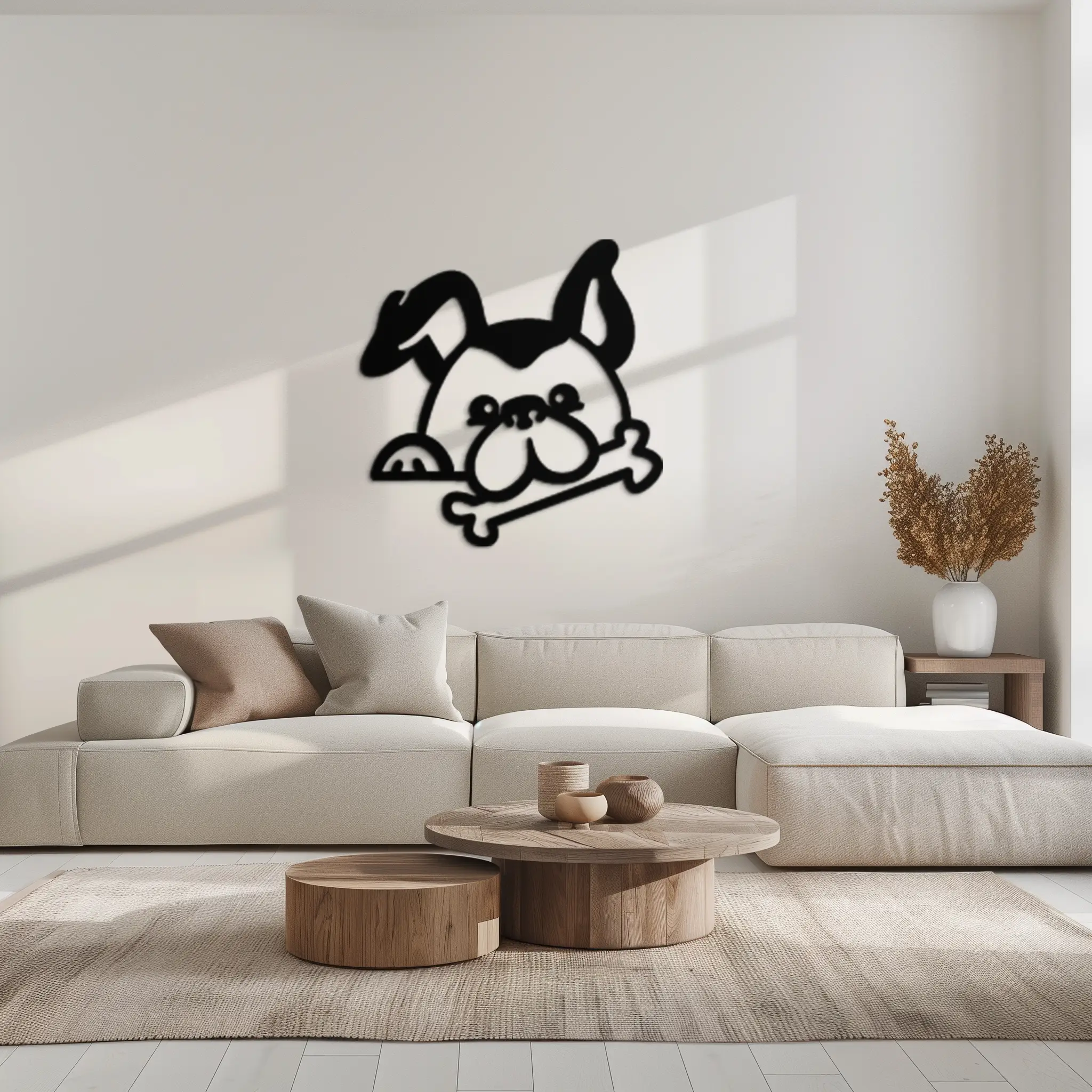 Bone-Holding Dog Metal Wall Art - Playful Pet Decor - KAF194 by Enova Art