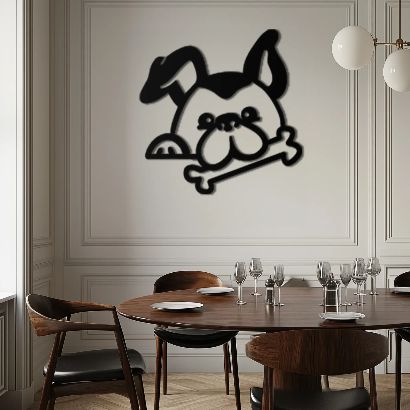 Bone-Holding Dog Metal Wall Art - Playful Pet Decor - KAF194 by Enova Art