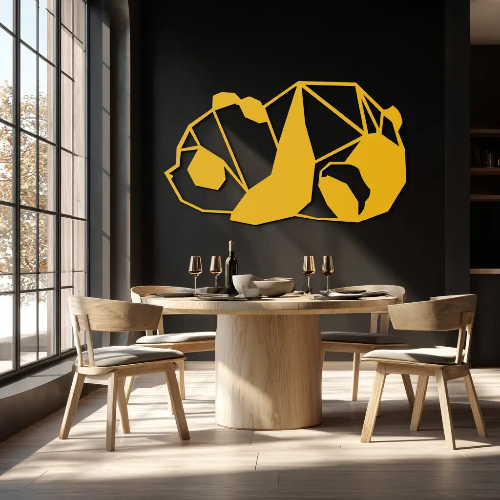 Geometric Sleeping Panda Metal Wall Art - Minimalist & Modern Decor - KAF195 by Enova Art