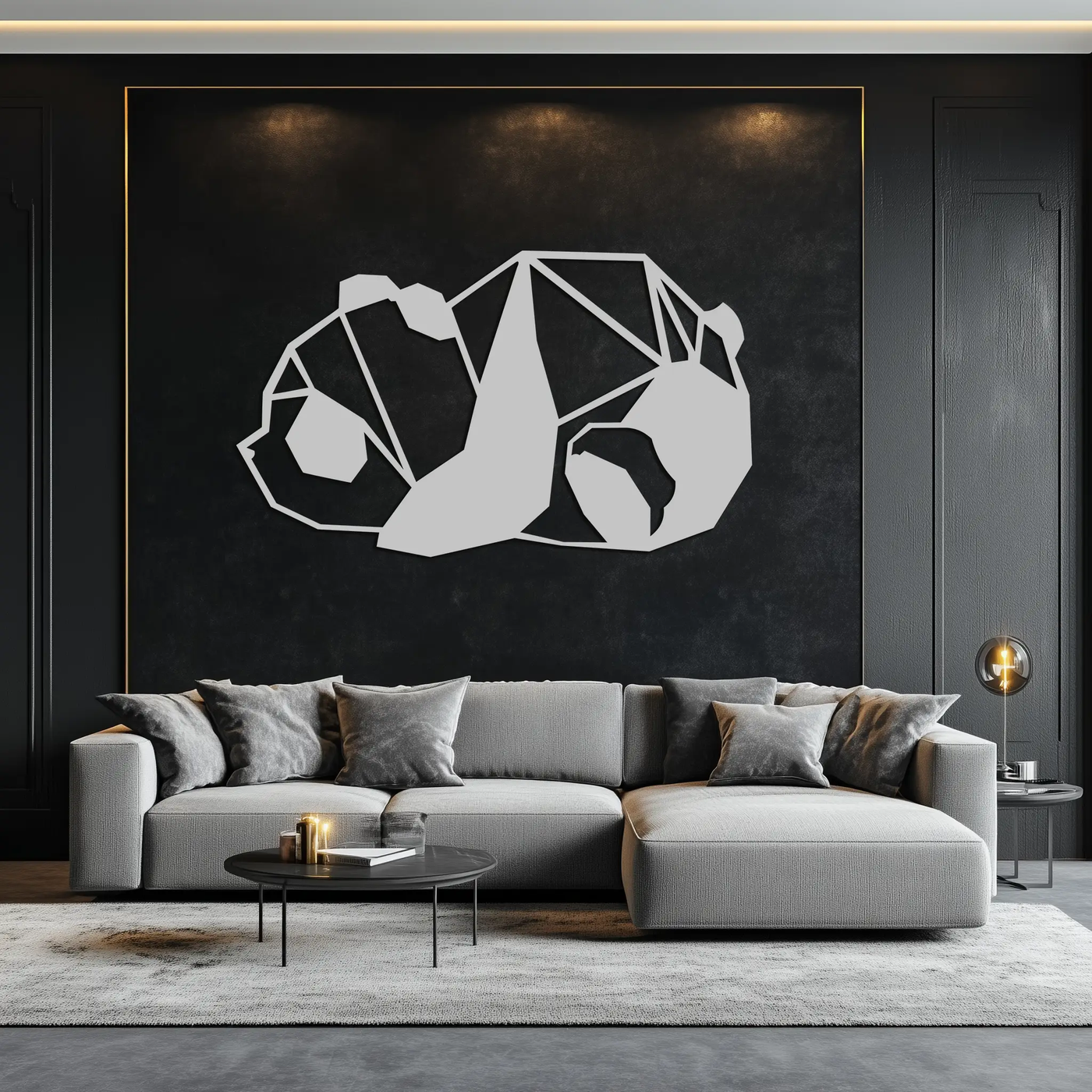 Geometric Sleeping Panda Metal Wall Art - Minimalist & Modern Decor - KAF195 by Enova Art