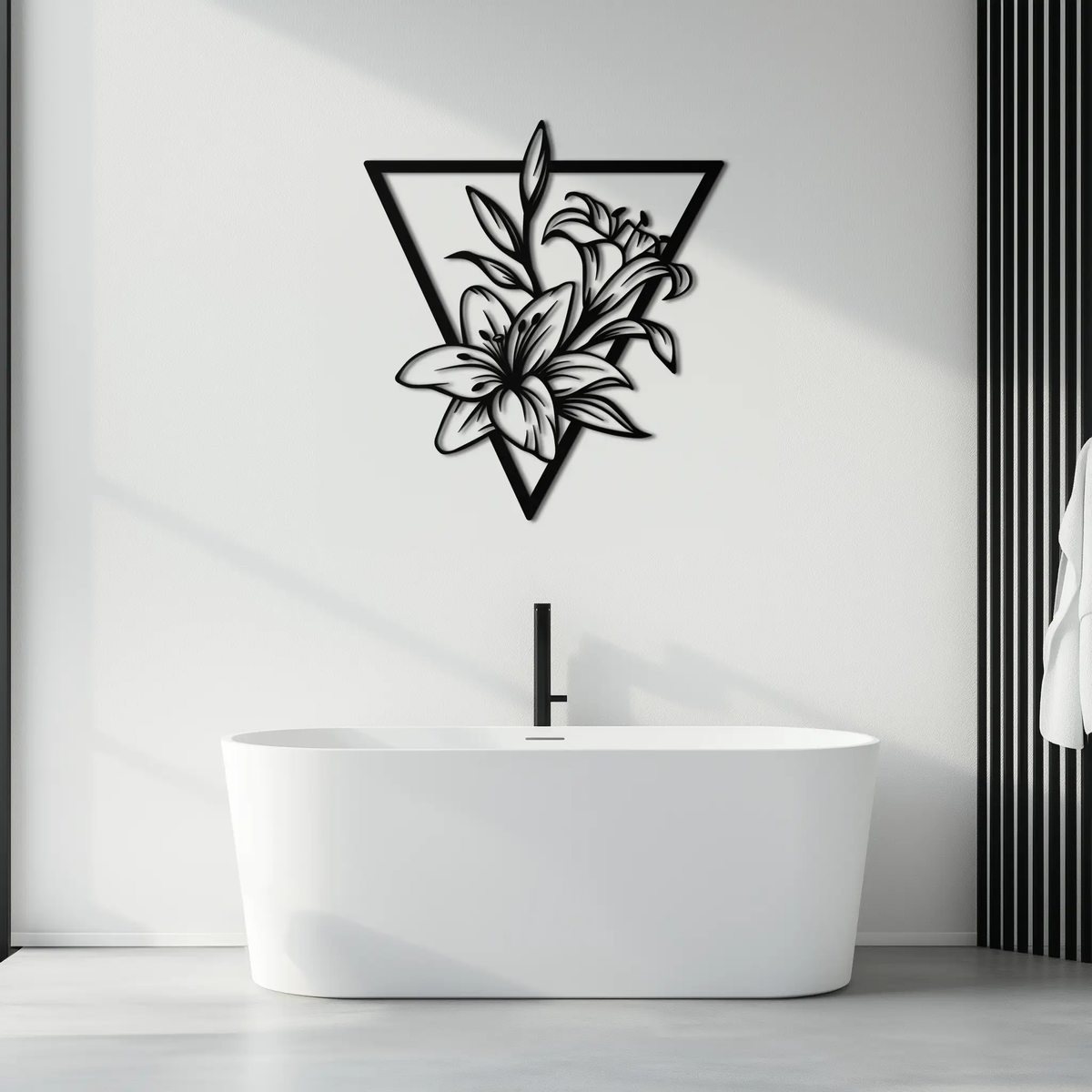 Geometric Lily Flower Metal Wall Art – Elegant Floral Design for Modern Decor - KAF196 by Enova Art