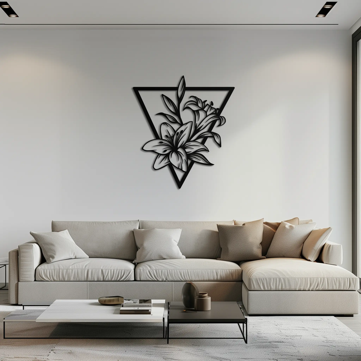 Geometric Lily Flower Metal Wall Art – Elegant Floral Design for Modern Decor - KAF196 by Enova Art