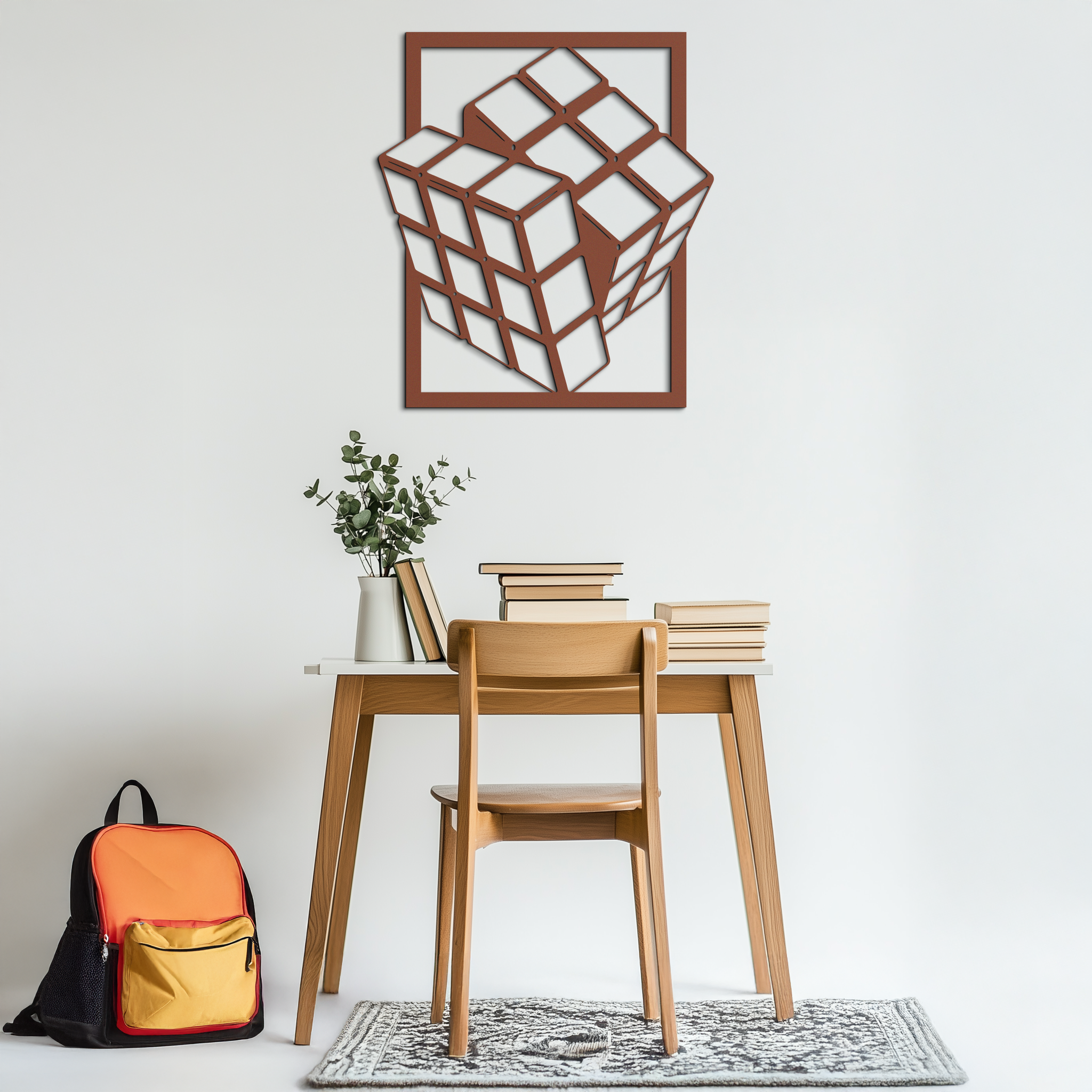 Geometric Rubik’s Cube Metal Wall Art – Modern Puzzle Enthusiast Decor - KAF197 by Enova Art