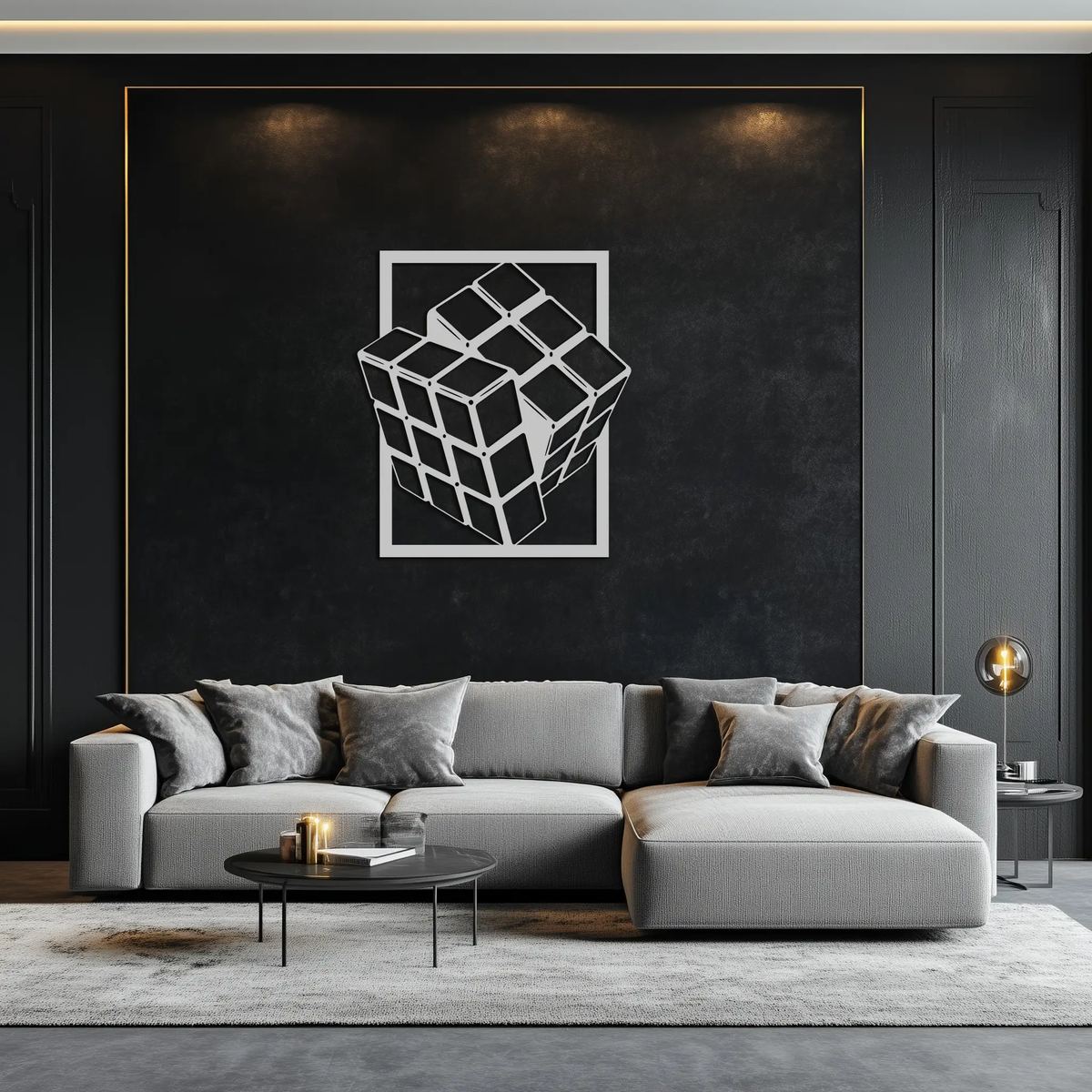 Geometric Rubik’s Cube Metal Wall Art – Modern Puzzle Enthusiast Decor - KAF197 by Enova Art