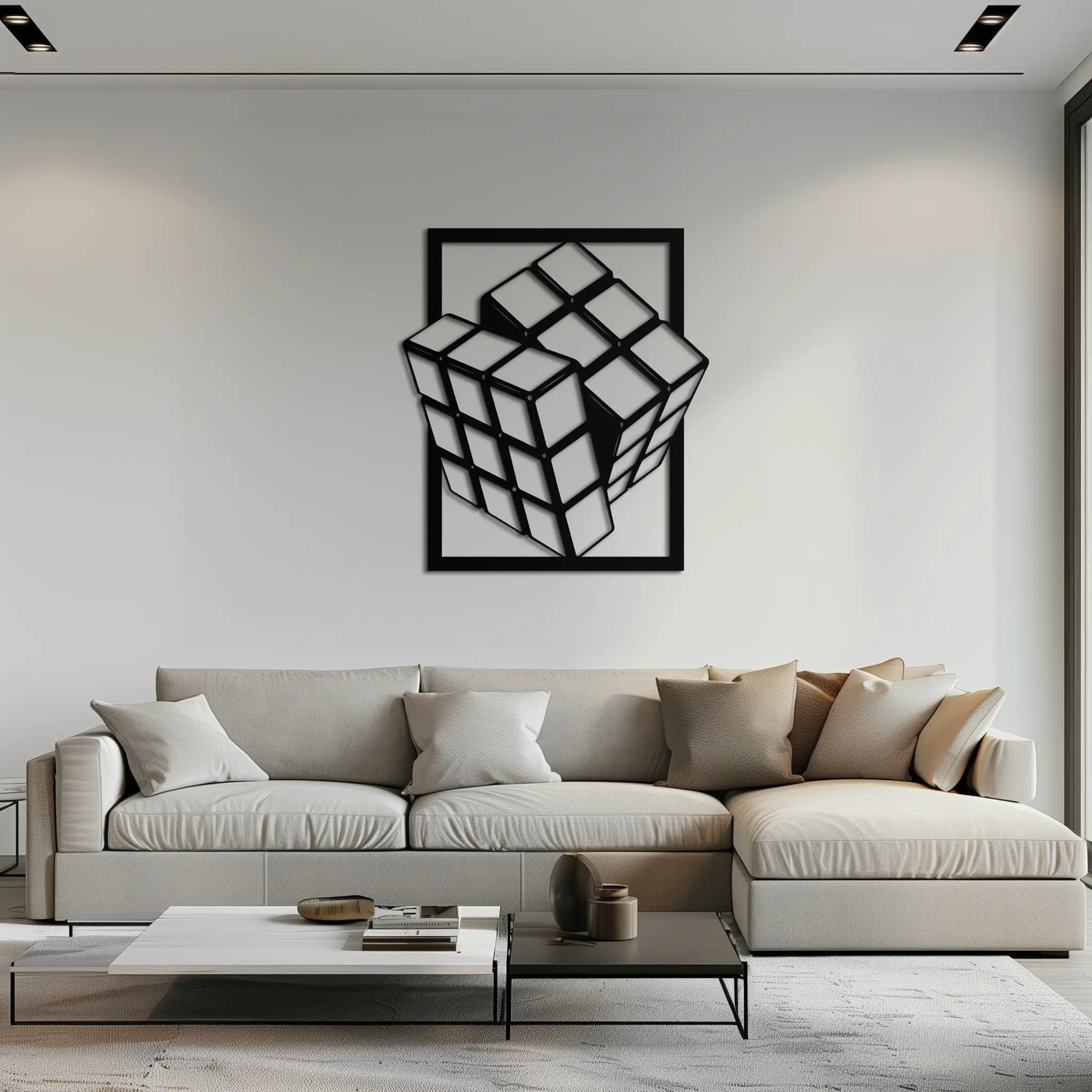 Geometric Rubik’s Cube Metal Wall Art – Modern Puzzle Enthusiast Decor - KAF197 by Enova Art