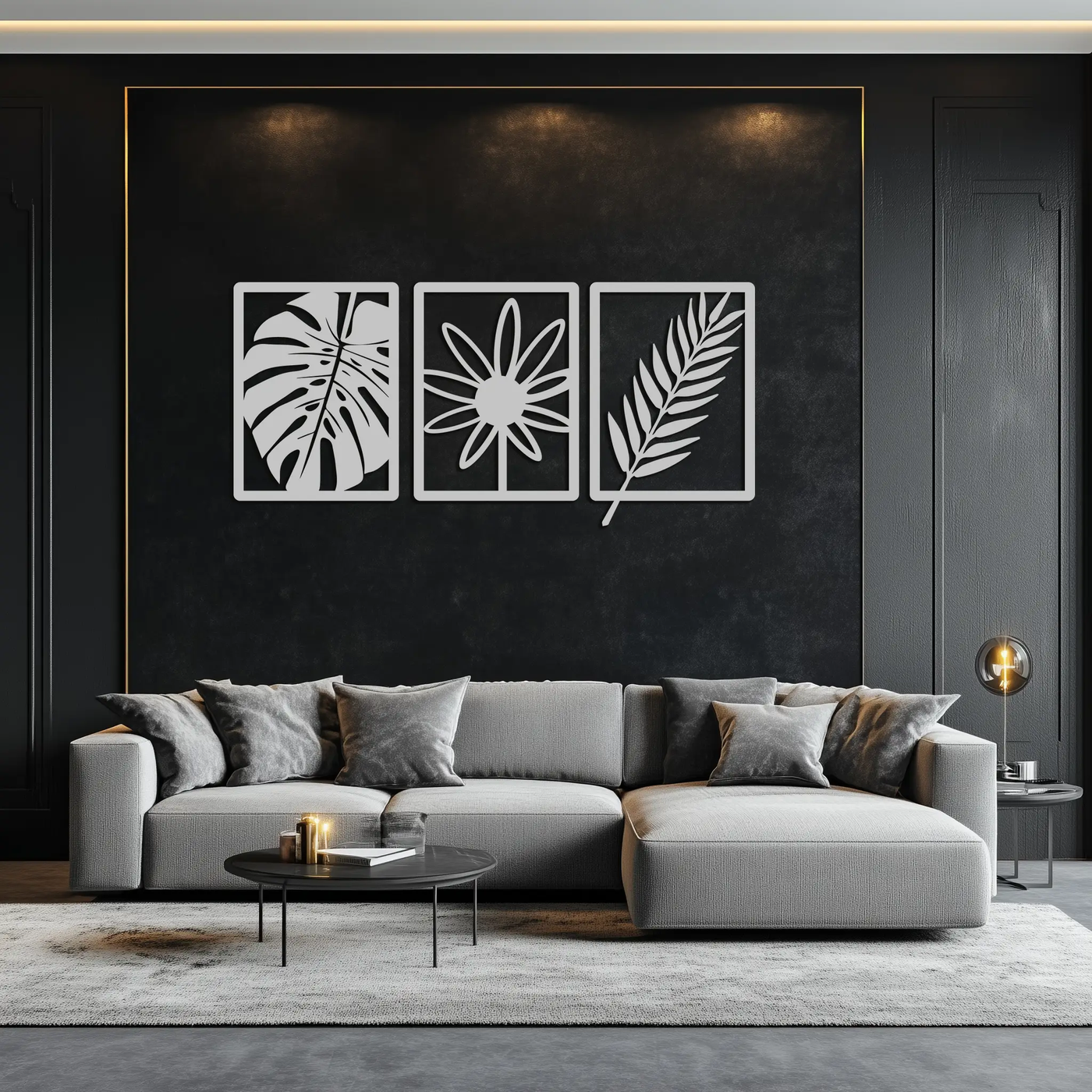 Botanical Metal Wall Art Set - Nature-Inspired Minimalist Decor - KAF198 by Enova Art