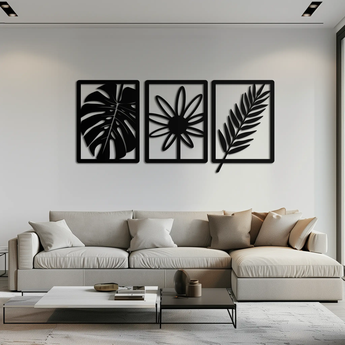 Botanical Metal Wall Art Set - Nature-Inspired Minimalist Decor - KAF198 by Enova Art