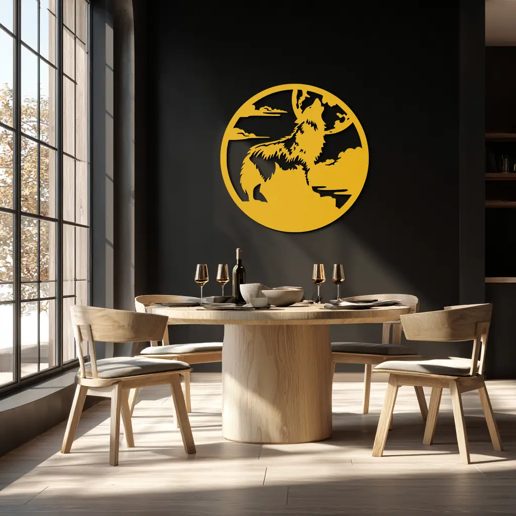 Howling Wolf Metal Wall Art - Nature-Inspired Minimalist Decor - KAF200 by Enova Art