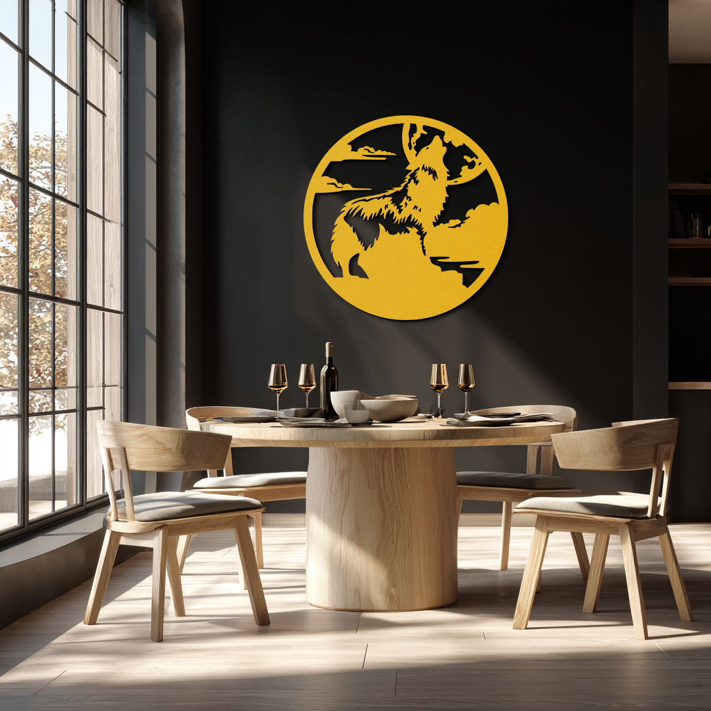 Howling Wolf Metal Wall Art - Nature-Inspired Minimalist Decor - KAF200 by Enova Art