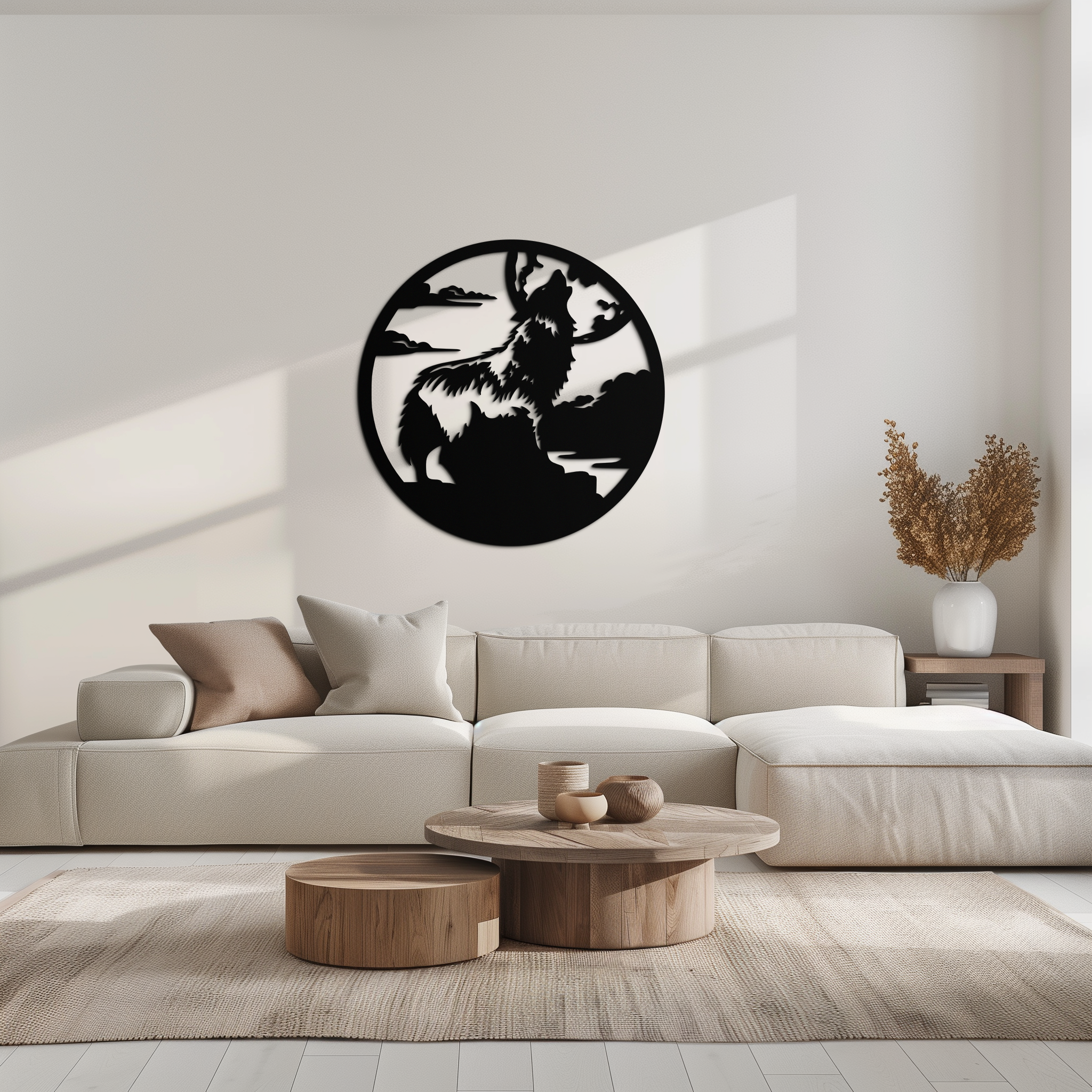 Howling Wolf Metal Wall Art - Nature-Inspired Minimalist Decor - KAF200 by Enova Art