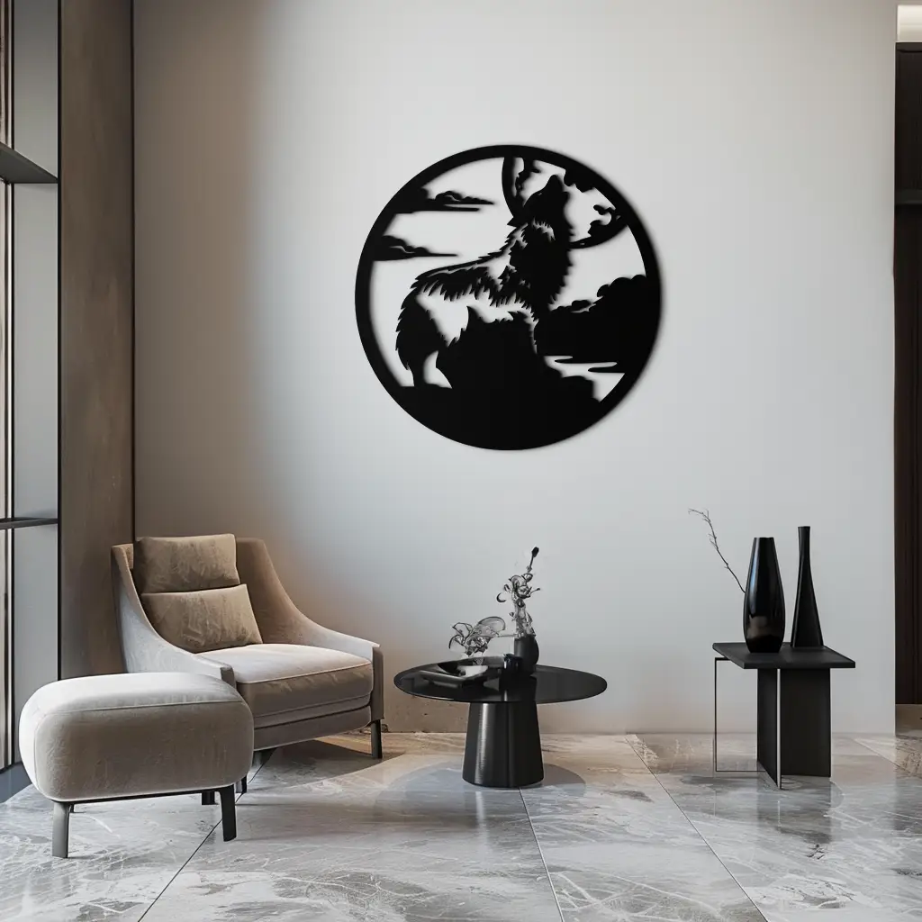 Howling Wolf Metal Wall Art - Nature-Inspired Minimalist Decor - KAF200 by Enova Art