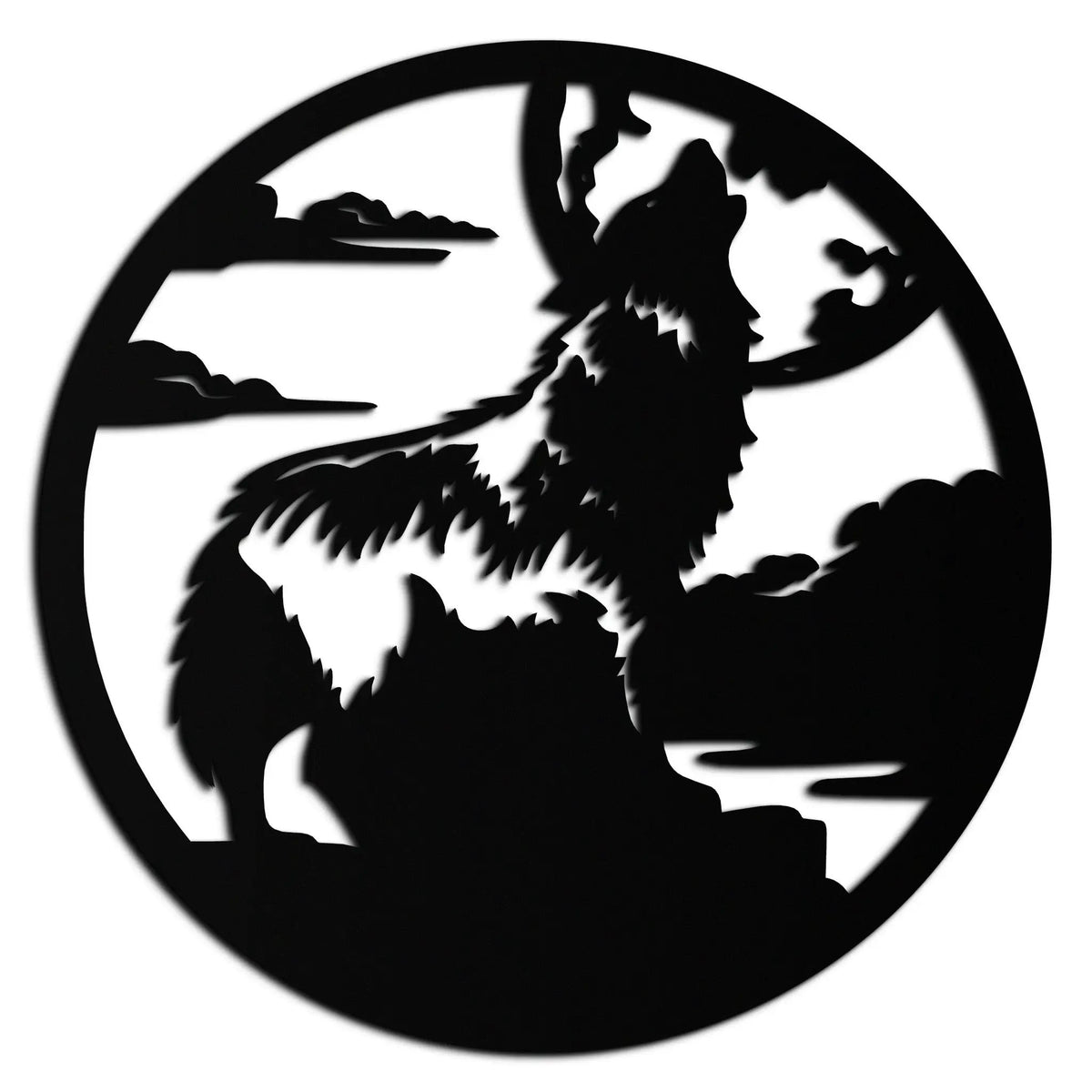Howling Wolf Metal Wall Art - Nature-Inspired Minimalist Decor - KAF200 by Enova Art