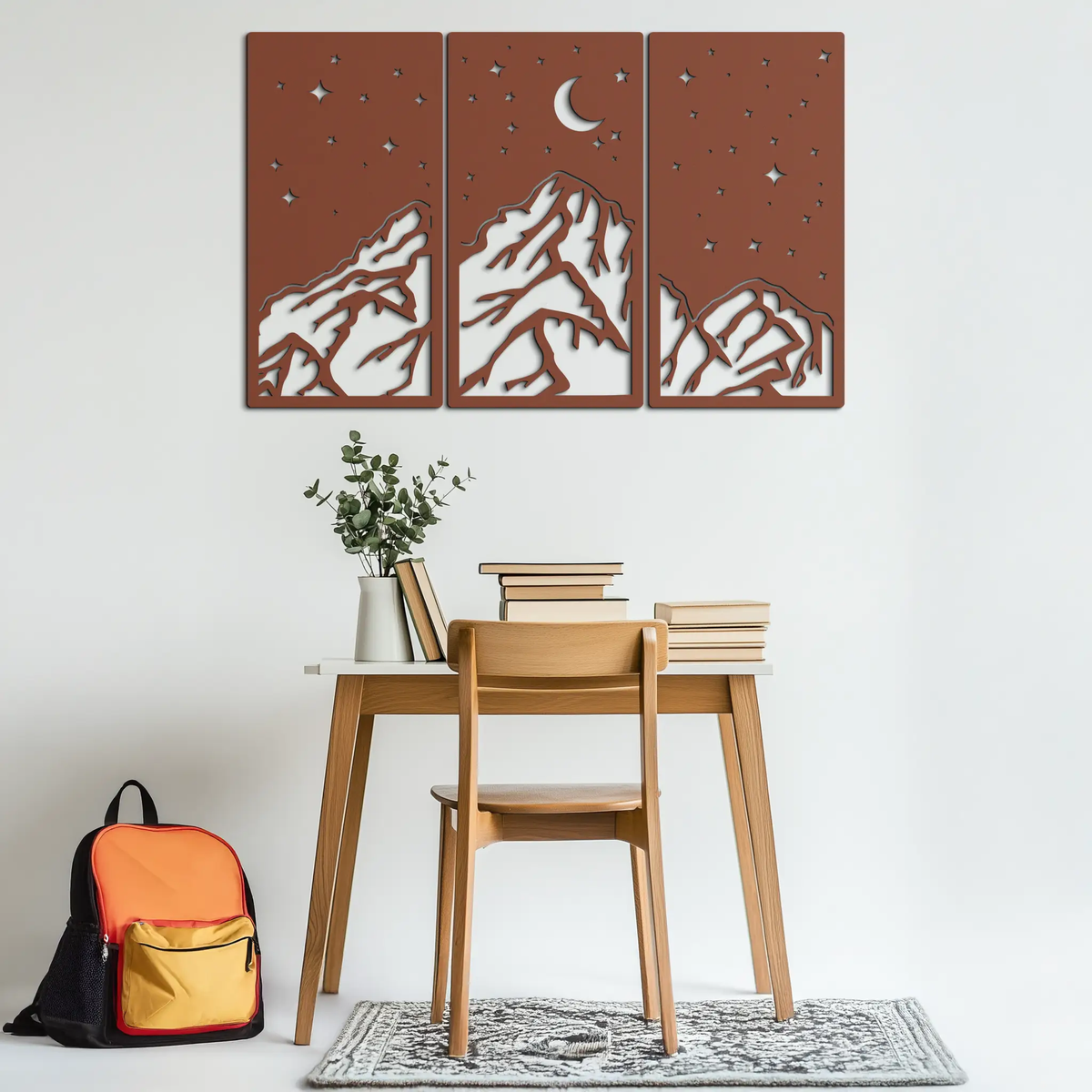 Mountain Nightscape Metal Wall Art - 3-Panel Modern Wall Decor - KAF202 by Enova Art