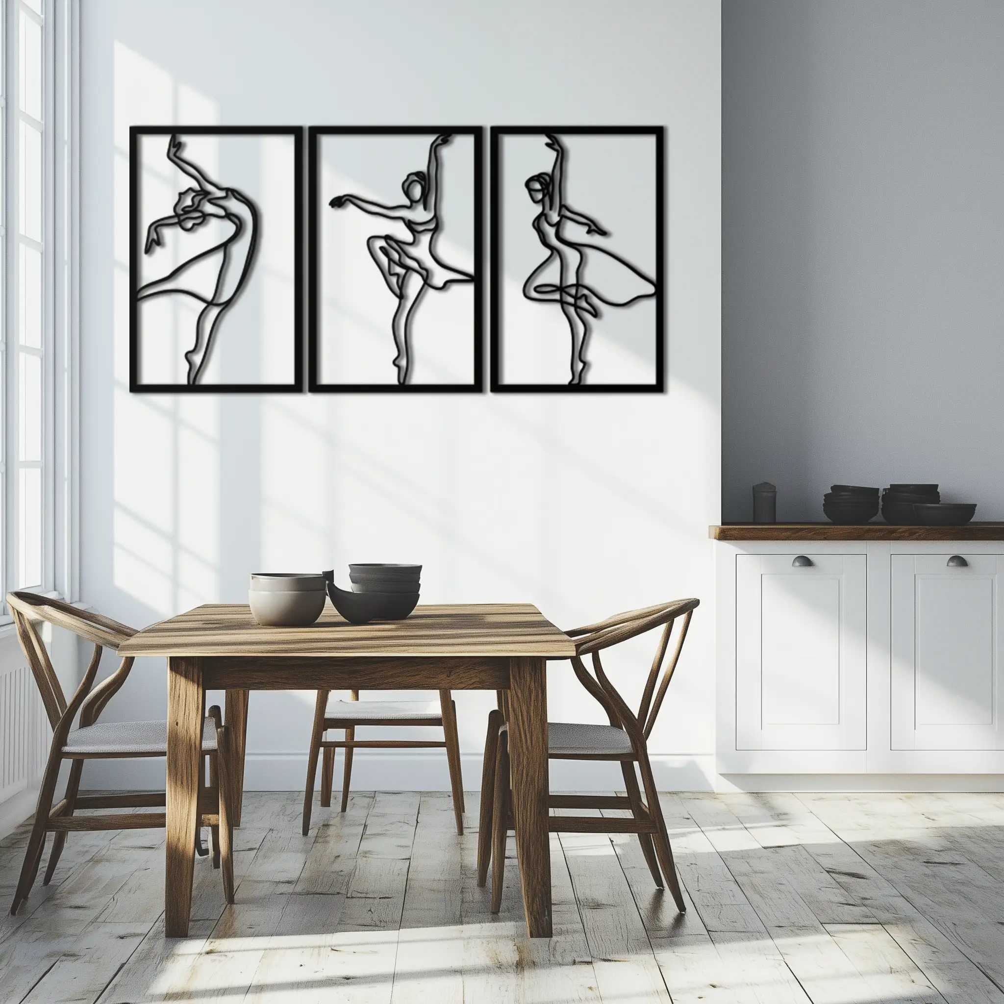 Elegant Ballerina Trio Metal Wall Art - Graceful Dance Silhouettes - KAF205 by Enova Art