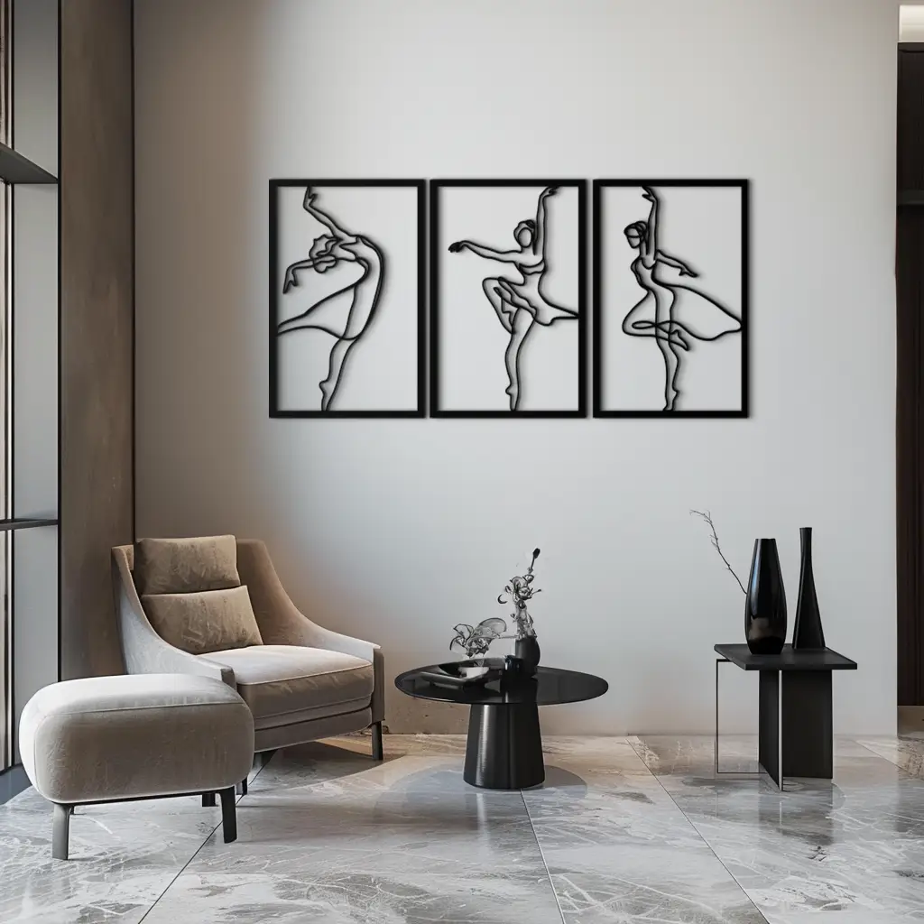 Elegant Ballerina Trio Metal Wall Art - Graceful Dance Silhouettes - KAF205 by Enova Art
