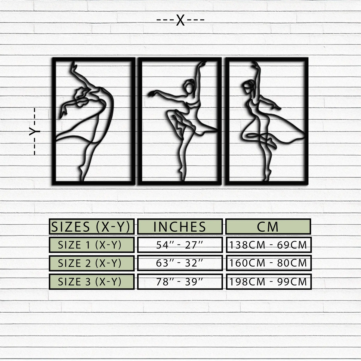 Elegant Ballerina Trio Metal Wall Art - Graceful Dance Silhouettes - KAF205 by Enova Art