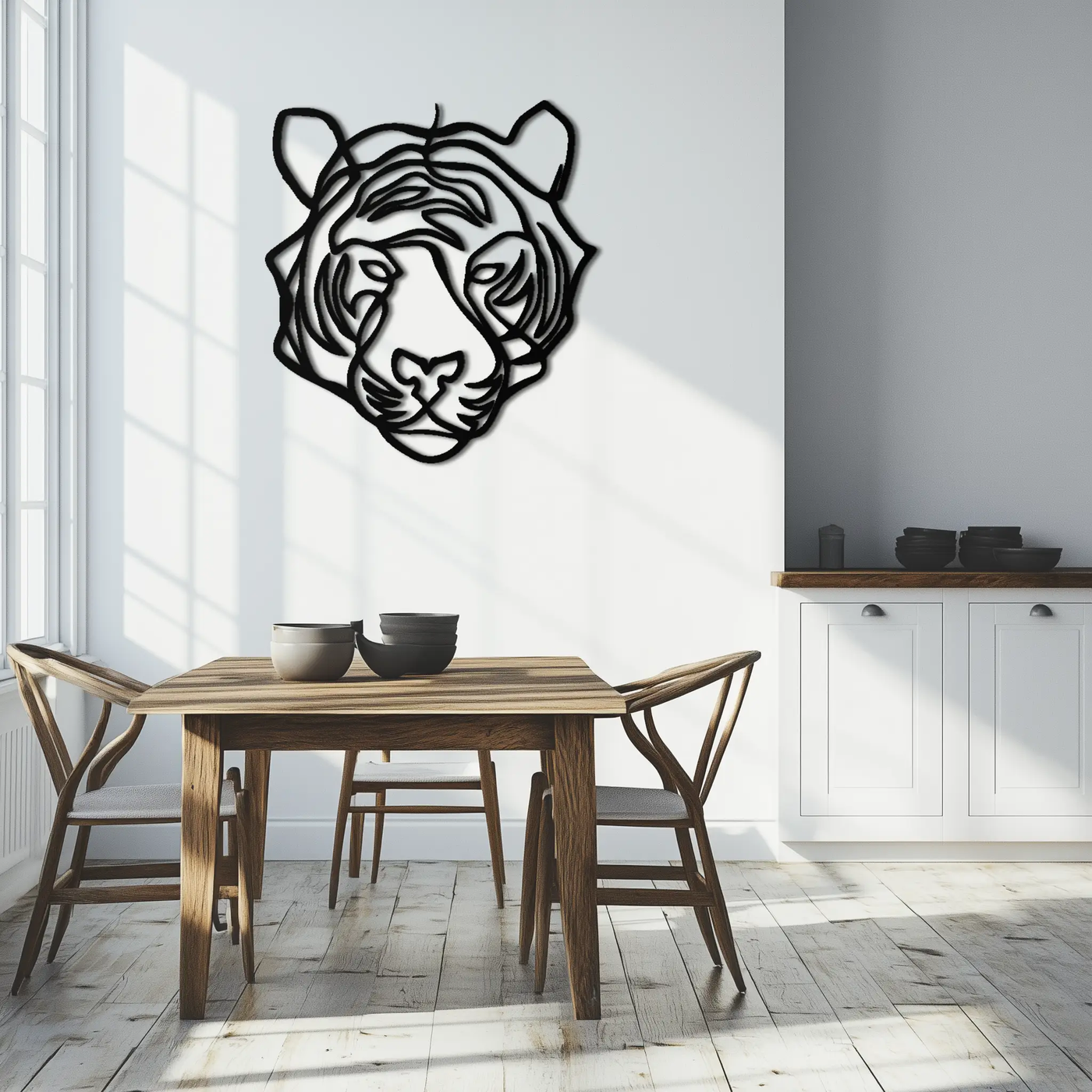 Geometric Tiger Metal Wall Art - Modern Minimalist Decor - KAF207 by Enova Art
