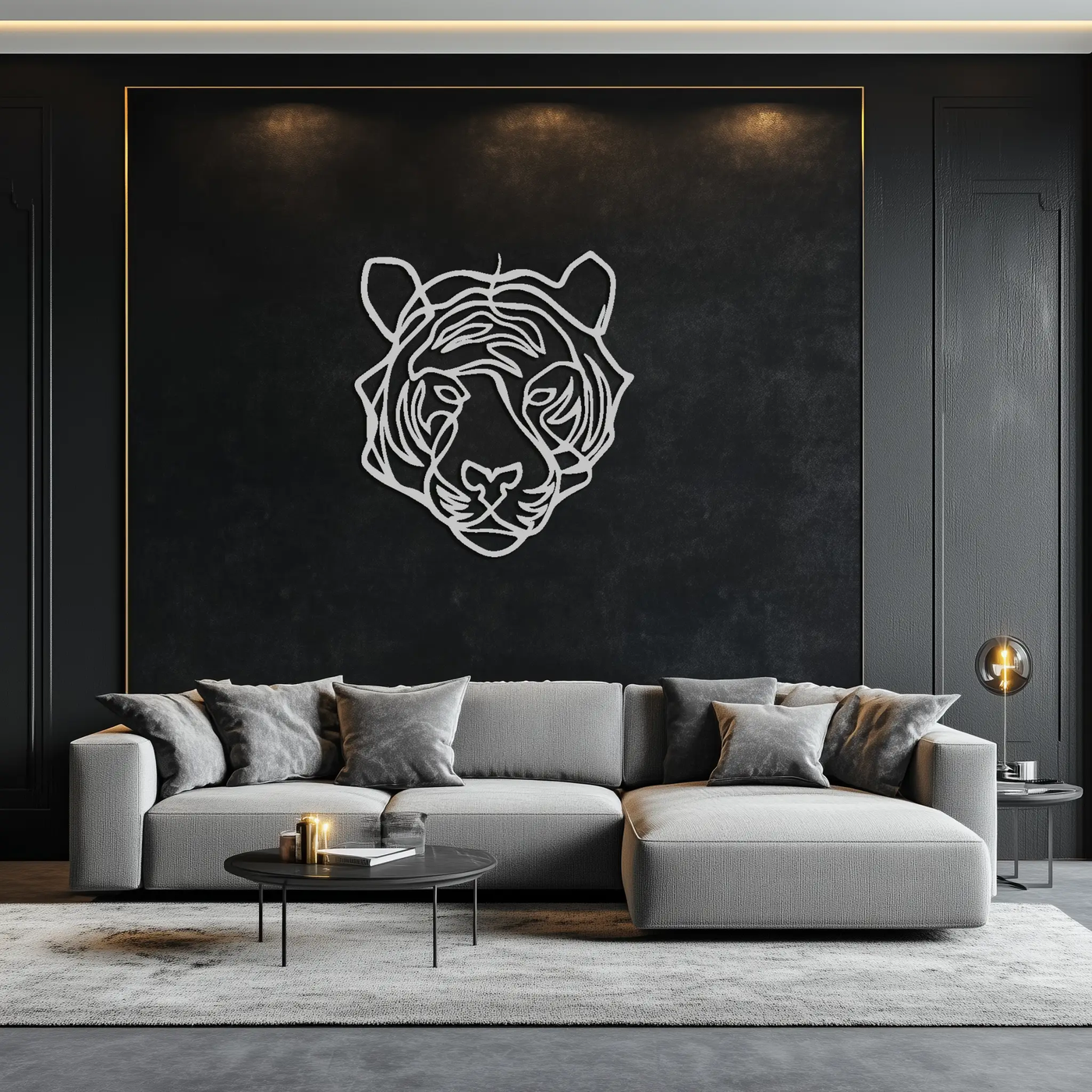 Geometric Tiger Metal Wall Art - Modern Minimalist Decor - KAF207 by Enova Art