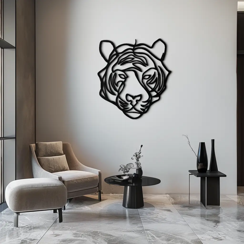 Geometric Tiger Metal Wall Art - Modern Minimalist Decor - KAF207 by Enova Art