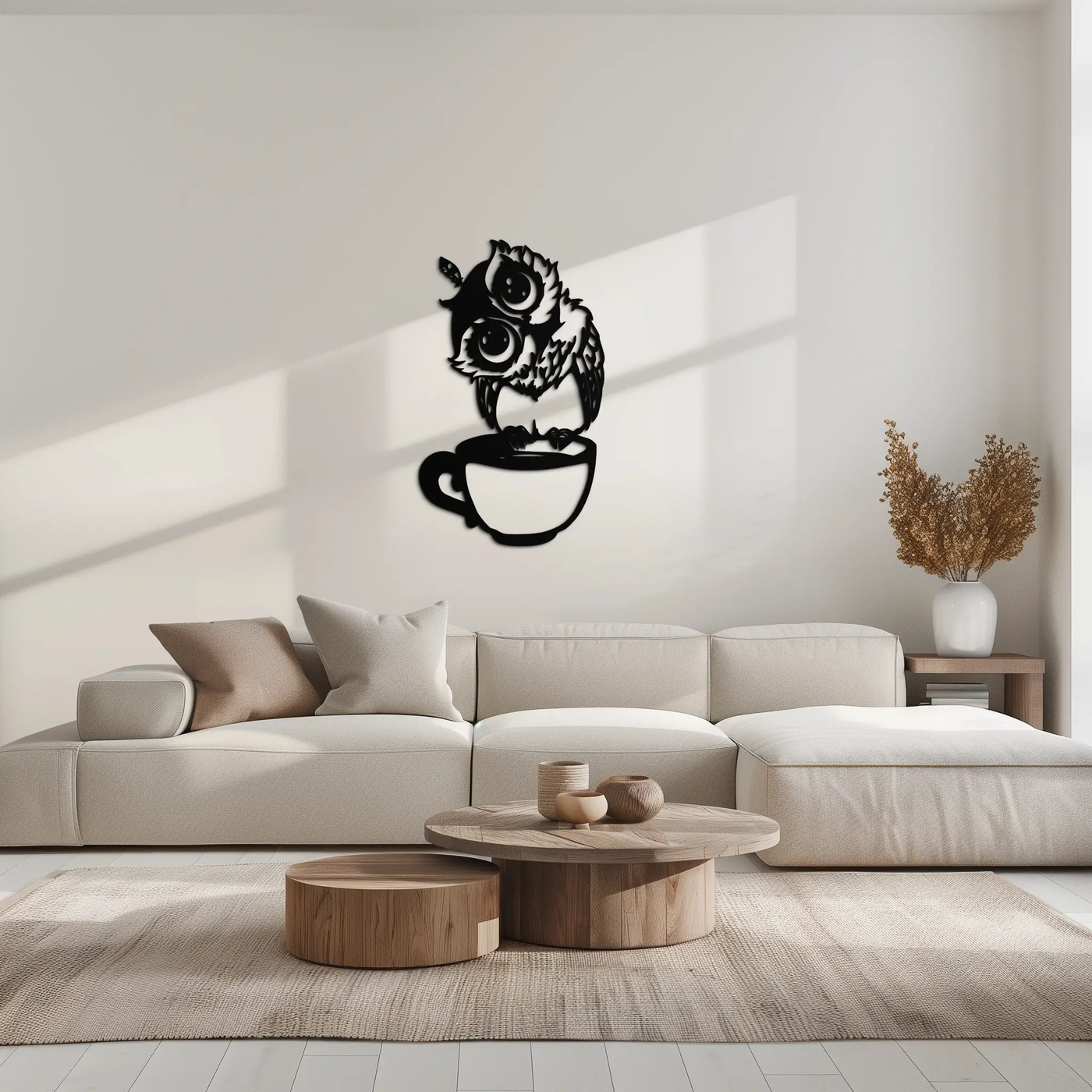 Sleepy Owl in Coffee Cup - Quirky Metal Wall Art for Coffee Lovers & Night Owls - KAF208 by Enova Art