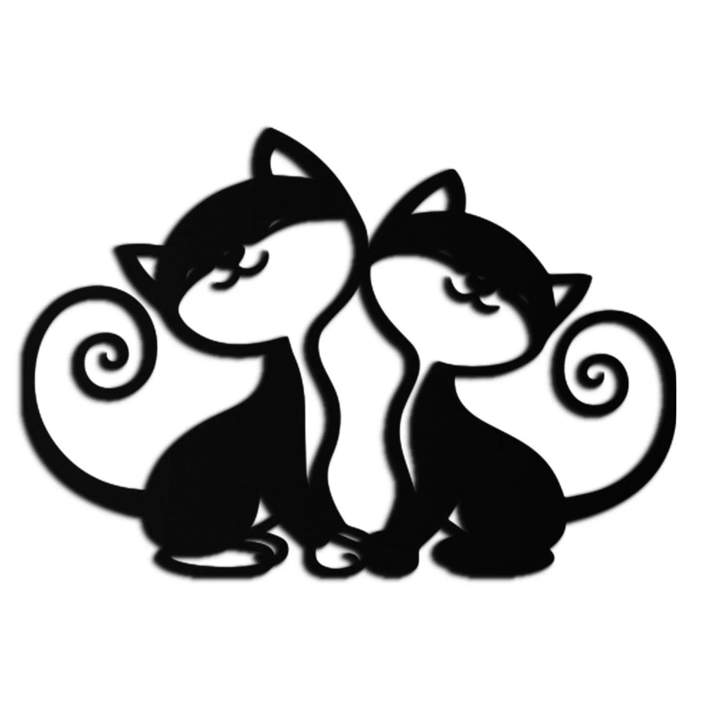 Romantic Cat Couple Metal Wall Art - Elegant Feline Silhouette Decor - KAF209 by Enova Art