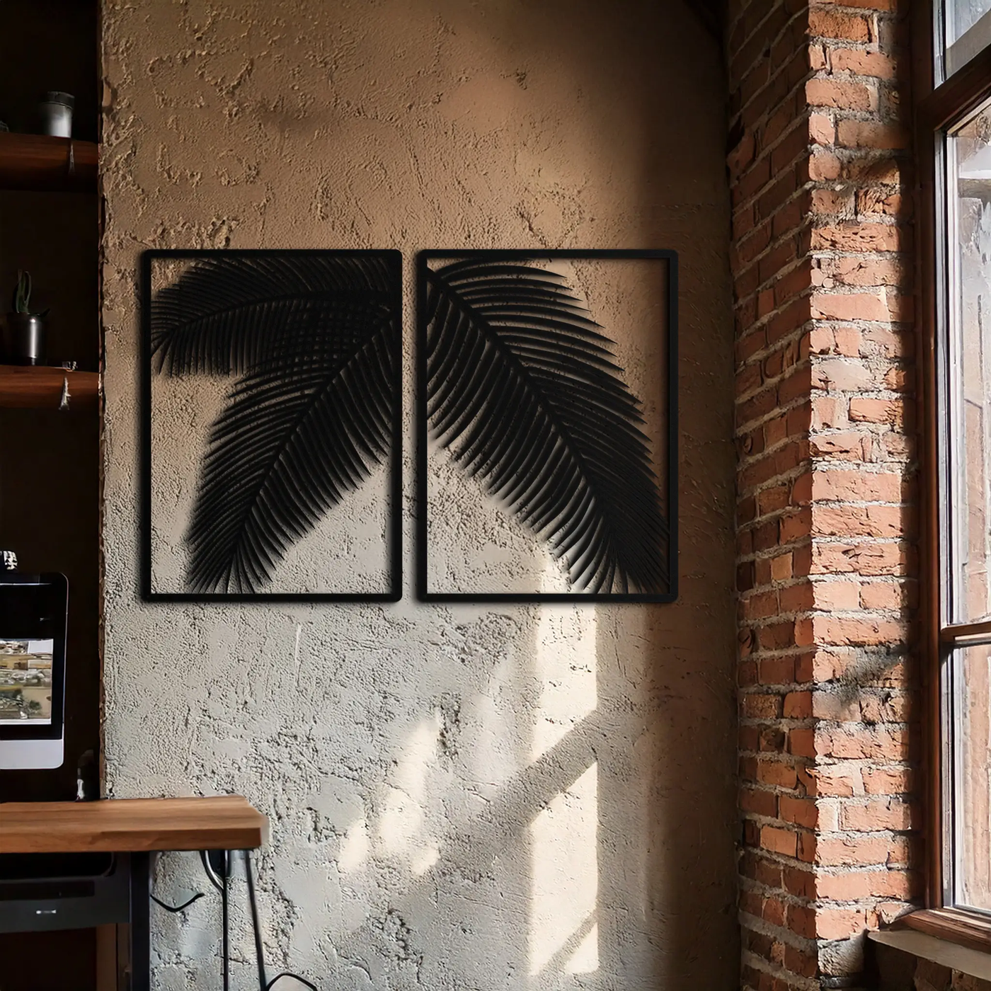 Palm Leaf Metal Wall Art – Tropical Minimalist Decor - KAF212 by Enova Art