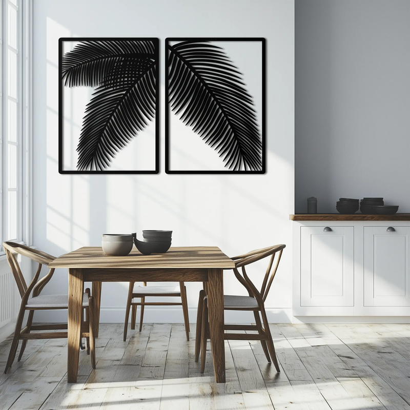 Palm Leaf Metal Wall Art – Tropical Minimalist Decor - KAF212 by Enova Art